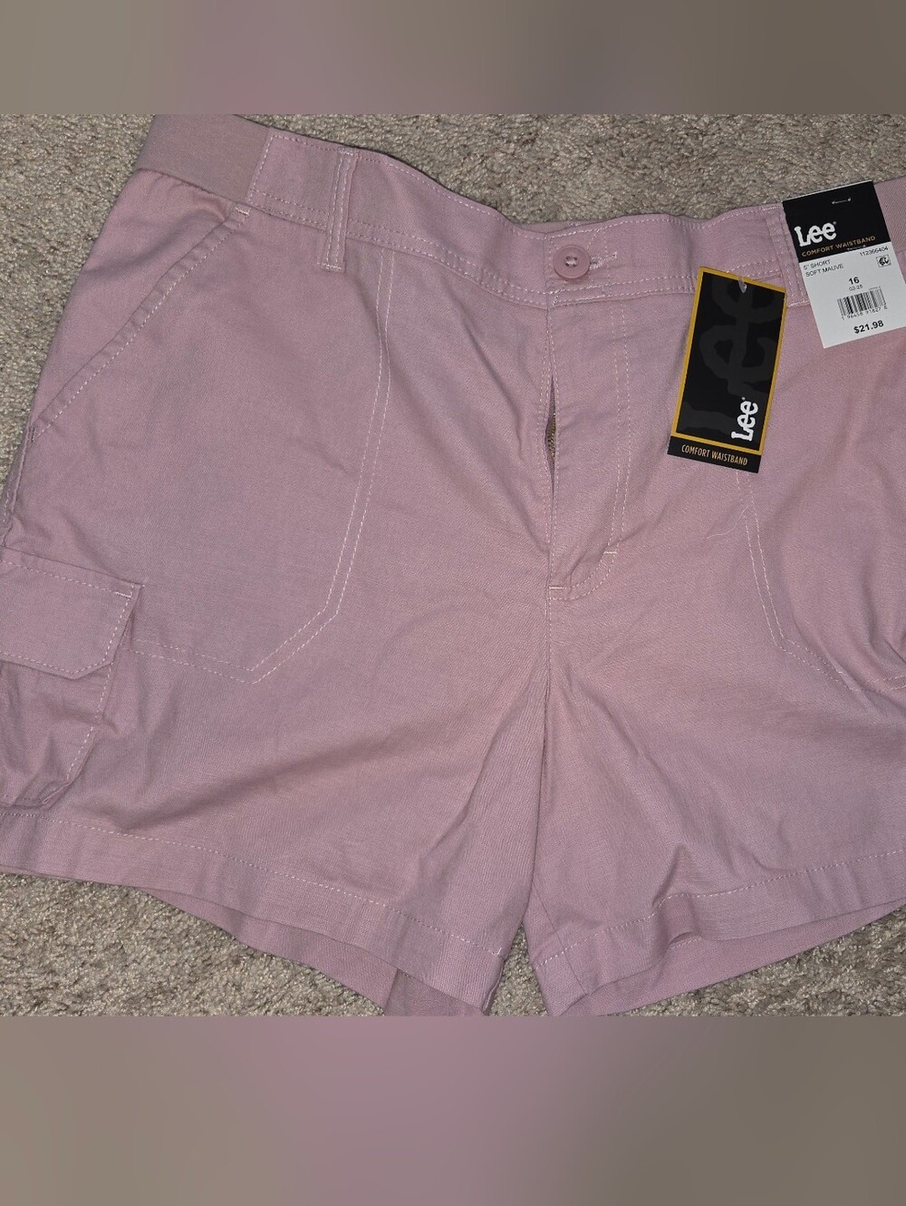 Lee Women's Soft Mauve/Dusty Pink Casual Shorts With Pockets - Size 16